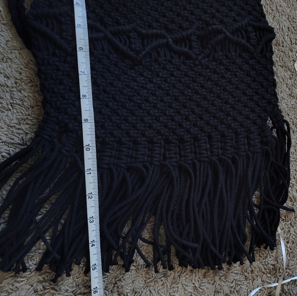 Danielle Nicole Black Macrame Fringe Boho Crossbody Bag - Picture 12 of 13